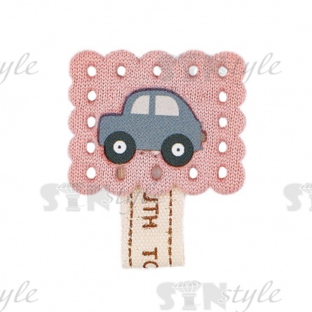 Аппликация 3D "Машинка", цвет грязно-розовый, размер 25х30 мм фото 1