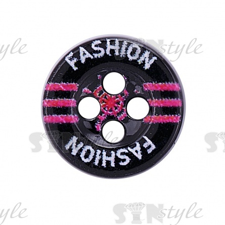 Пуговица пластиковая на четыре прокола, размер 18L, цвет черный/малиновый фото 2