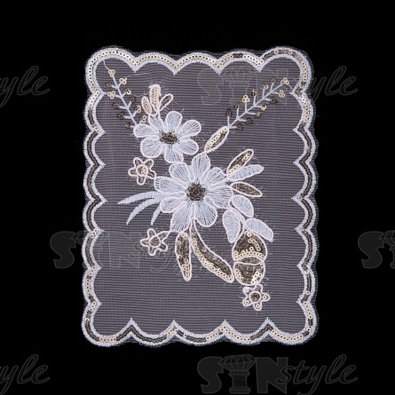 Аппликация кружевная пришивная, цвет голубой, размер 155х200 мм фото 1