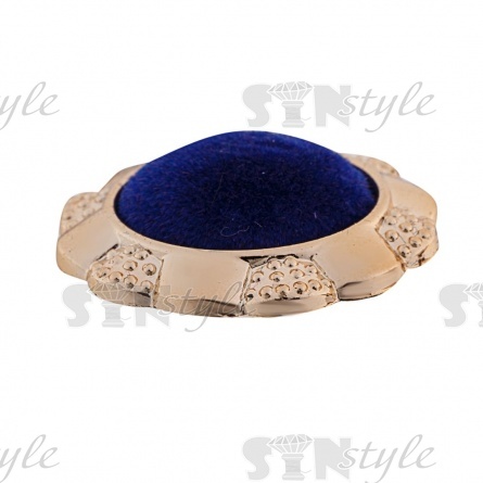 Пуговица пластиковая на ножке с бархатной шляпкой, размер 40L, цвет золотой+темно-синий фото 2