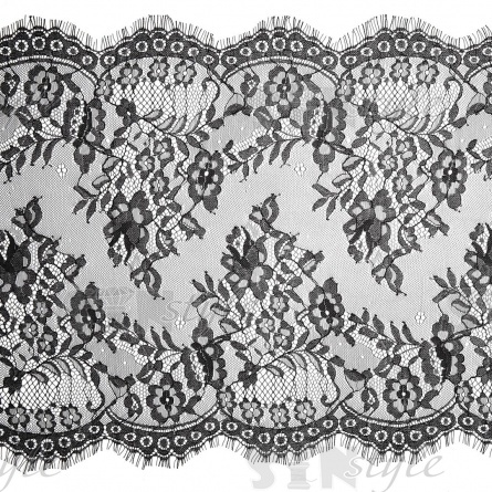 Кружево "Французское", ширина 380 мм, цвет черный, длина 3 метра фото 1