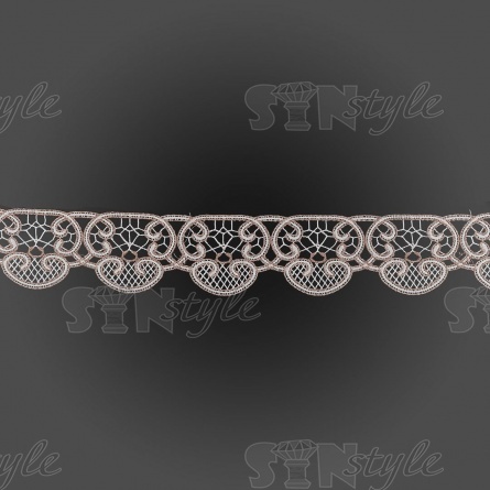 Кружево вязаное ажурное, цвет белый и грязно-розовый, намотка 15 ярдов, ширина 65 мм фото 2