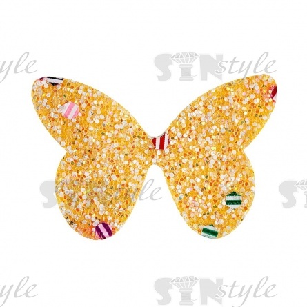 Аппликация 3D "Бабочка", цвет желтый, размер 40х27 мм фото 1