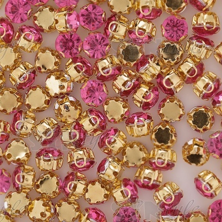 Стразы пришивные акриловые в цапах, форма круг, цвет бледно-малиновый, диаметр 7 мм, 720 шт/уп фото 3