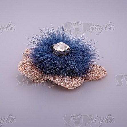Цветочки декоративные с натуральным мехом, цвет серые, размер 40 мм,  фото 2