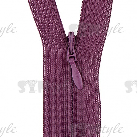 Молния спираль, тип 3, потайная, неразъемная, основа капрон, длина 50 см, цвет 174 (темно-сливовый), бегунок цвета основы фото 2
