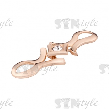 Декоративное украшение пришивное металлическое, цвет золото+белые стразы, размер 20х65 мм фото 2