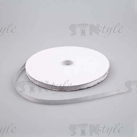 Лента декоративная двухсторонняя, ширина 10 мм, цвет серебряный, намотка 100 ярдов фото 1