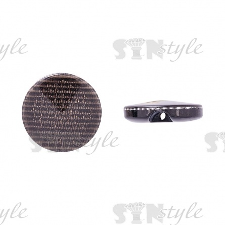 Пуговица пластиковая на полуножке, размер 24L, цвет темно-коричневый с блестками фото 1