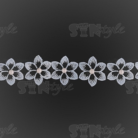 Цветочки из капроновой ленты, размер 30 мм, намотка 20 ярдов.цвет голубой (№15)  фото 3