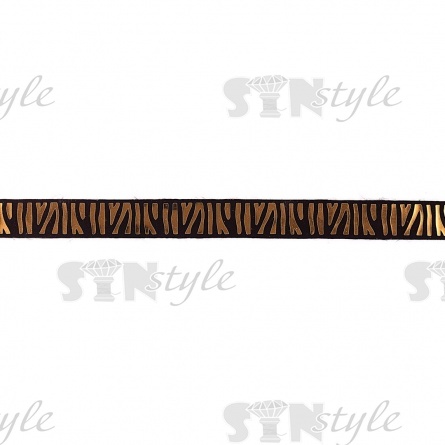 Отделочная тесьма с объемным тиснением фольгой, ширина 20 мм, черная основа с золотой фольгой, намотка 10 ярдов фото 1