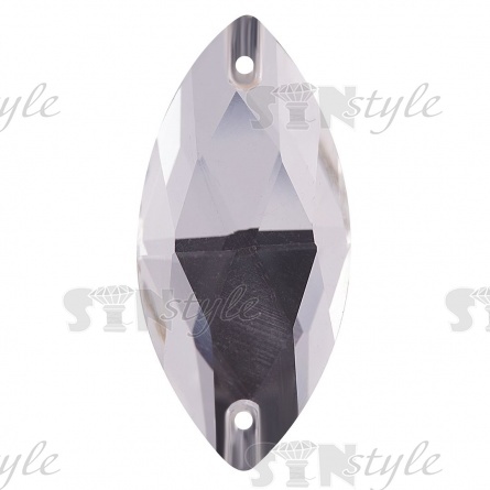 Стразы пришивные стеклянные "лодочка", цвет белый прозрачный, размер 17*32 мм фото 1