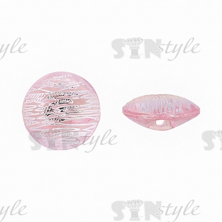 Пуговица пластиковая на полуножке, размер 20L, форма круглая, цвет розовый+серебряный фото 1