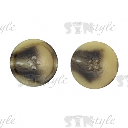 Пуговица пластиковая на четыре прокола, размер 40L, цвет темно-бежевый+коричневый фото 1