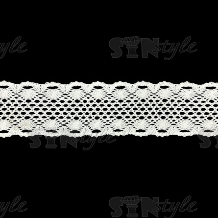 Кружево вязаное плетеное, ширина 70 мм, цвет молочный, намотка 15 ярдов фото 1