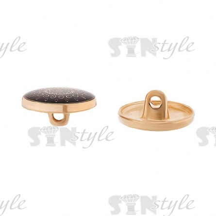 Пуговица металлическая на ножке, золото/черный, 28L фото 3