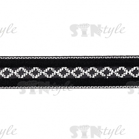 Лента бархатная с люрексом, ширина 15 мм, цвет черный с серебряным, намотка 50 ярдов фото 2