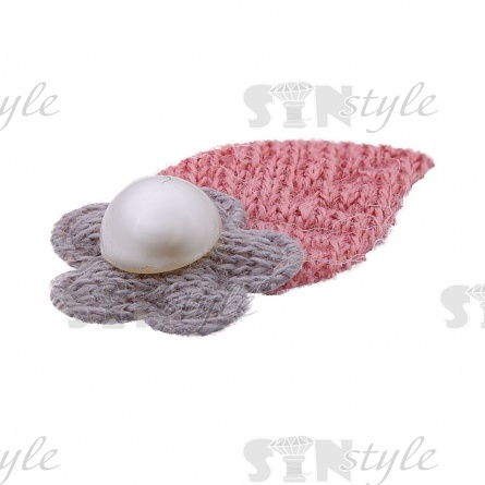 Аппликация "Цветочек", цвет грязно-розовый+серый, размер 30х15 мм фото 2