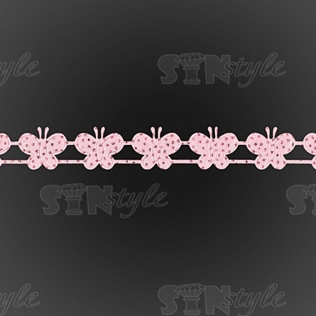 Декоративная лента из бабочек, цвет розовый, ширина 20 мм, намотка 20 ярдов фото 3