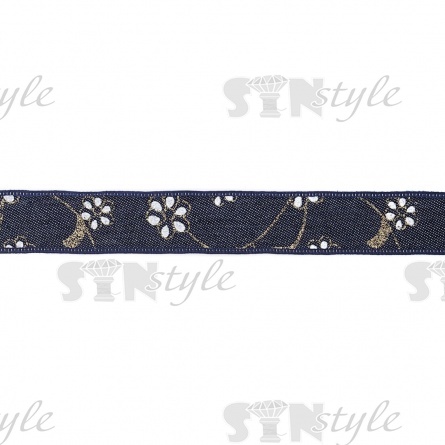 Джинсовая лента с цветочным принтом голубого цвета, ширина 25 мм, намотка 20 ярдов фото 2