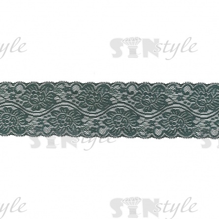 Кружево эластичное, ширина 80 мм, цвет зеленый, намотка 15 ярдов фото 2