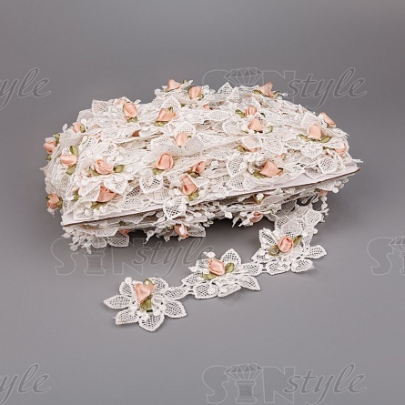 Цветочки из капроновой ленты, ширина 50 мм, намотка 15 ярдов, цвет белый фото 1