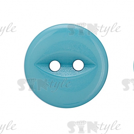 Пуговица пластиковая на два прокола, бирюзовая, 24L фото 2