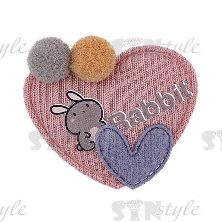 Аппликация 3D "Сердечко", цвет грязно-розовый, размер 40х35 мм фото 1