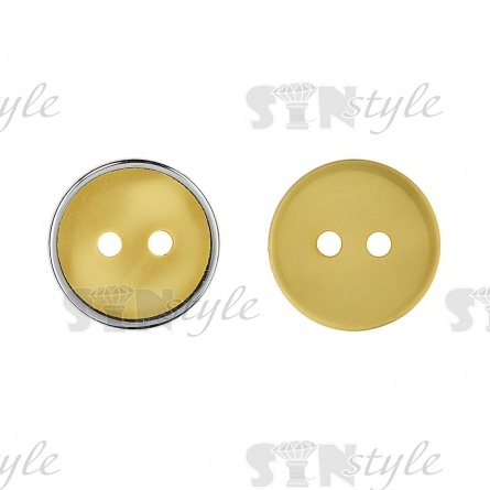 Пуговица пластиковая на два прокола, 20L,  желтая перламутровая  фото 1