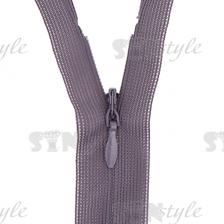 Молния спираль, тип 3, потайная, неразъемная, основа  капрон, длина 20 см, цвет 311 (серый), бегунок цвета основы фото 2