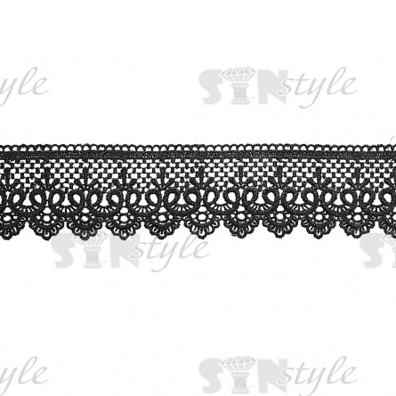 Кружево ажурное с восточным орнаментом и фестонами по краю, ширина 60 мм, цвет черный, намотка 14 ярдов фото 1