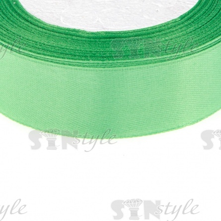Декоративная лента атласная ,ширина 25 мм, намотка 25Y, цвет зеленый (052) фото 2