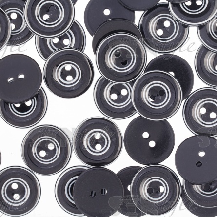 Пуговица пластиковая на два прокола, размер 40L, цвет черный/белый фото 3