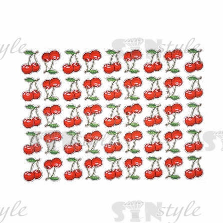 Термоаппликация "Вишенки" из стеклянных страз, размер 42х52 мм. 45 шт на листе, лист 240х400 мм фото 1