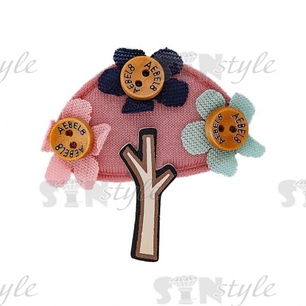 Аппликация 3D "Деревце", размер 40х45 мм, цвет грязно-розовый фото 1