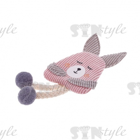 Аппликация 3D "Зайчик", цвет грязно-розовый+серый, размер 45х105 мм фото 2