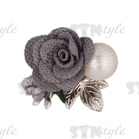 Композиция цветочная на фетровой основе, цвет серый, размер 45 мм,  фото 1