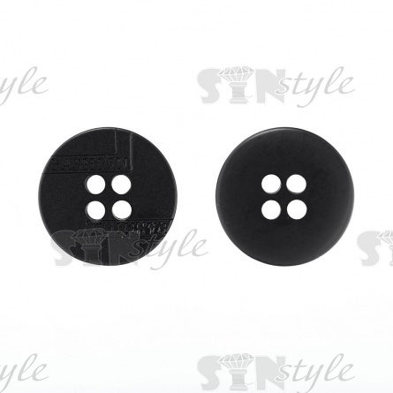 Пуговица пластиковая, на четыре прокола, размер 24L, цвет черный фото 1