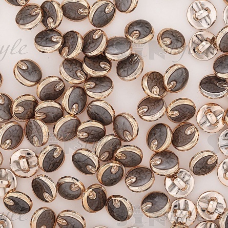 Пуговица пластиковая на ножке, круглой формы, размер 20L, цвет золотой+серый фото 3