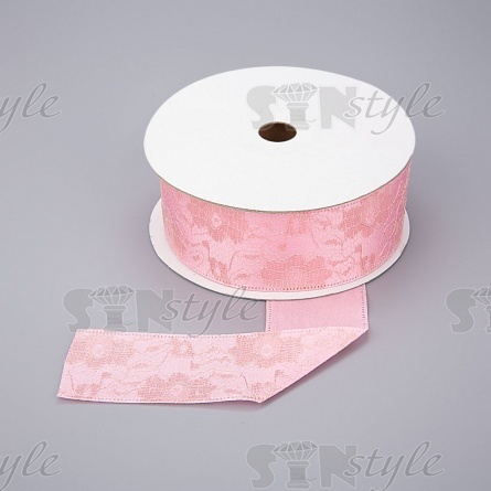 Декоративная лента двухслойная, цвет розовый, ширина 40 мм, намотка 20 ярдов фото 1