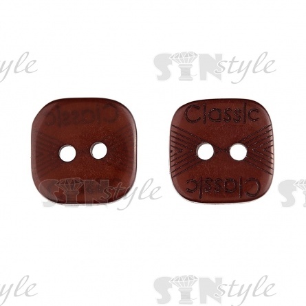 Пуговица пластиковая на два прокола, размер 20L, цвет №299 (коричневый) фото 1