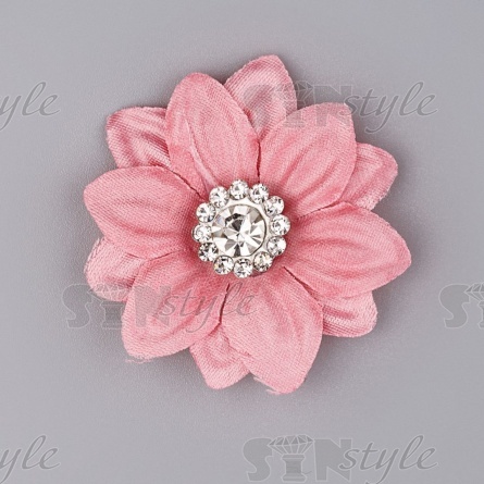 Цветочки декоративные со стразами, цвет грязно-розовый, диаметр 30 мм фото 1