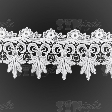 Кружево ажурное матовая нить, ширина 120 мм, цвет белый, намотка 15 ярдов фото 2