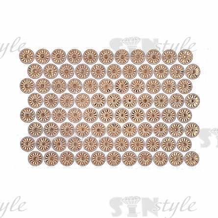 Термоаппликация из стеклянных страз, цвет золотой, размер 31х31 мм, 88 шт на листе, лист 240х400 мм фото 1