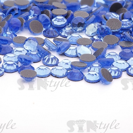 Стразы термоклеевые стеклянные SS16, форма круг, цвет голубой,1440шт/уп фото 3