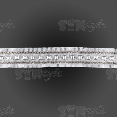 Тесьма отделочная с заклепками, ширина 25 мм, цвет серебряный, намотка 15 ярдов фото 1