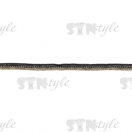 Декоративная бархатная лента со стразами, цвет черный+золото+серебро, ширина 18 мм, намотка 15 ярдов фото 2