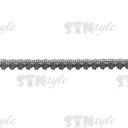 Кружево ажурное, нежная цветочная гирлянда с резными краями, ширина 30 мм, цвет черный, намотка 15 ярдов фото 2