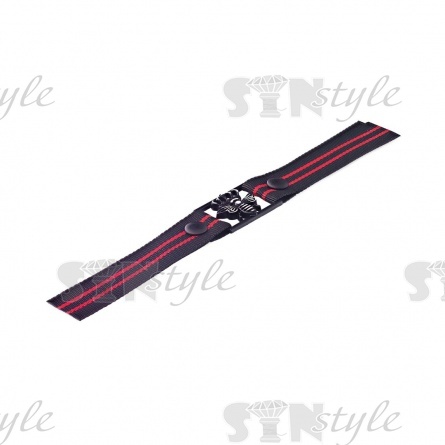 Аппликация пришивная ПВХ, цвет черный+красный, размер 160х18 мм фото 2
