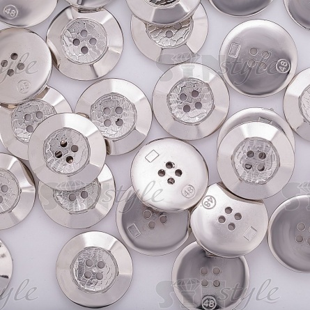 Пуговица пластиковая на четыре прокола, серебристая, 48L фото 4